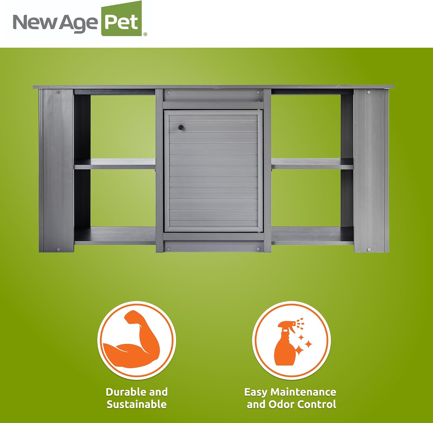 New Age Pet ECOFLEX 60' Storage Cabinet for Pets in Grey, Durable Wood Plastic Composite, Non Toxic, Easy Assembly, Ideal for Bedding, Food, Toys, XL Mojave Reptile Habitat Compatible
