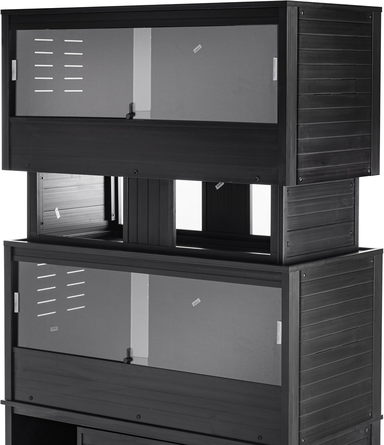 New Age Pet ECOFLEX Two Large Reptile Enclosures with Matching Stacker Combo Set in Black
