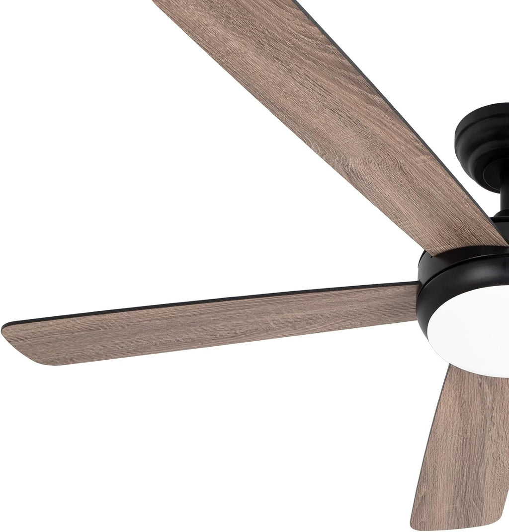 Ceiling Fans with Lights,52 inch Ceiling Fan with Remote,5 Dual Blades,3 Color Light,DC Motor,6 Speed,for Bedroom/Outdoor/Farmhouse/Patios,Wood Ceiling Fan Black