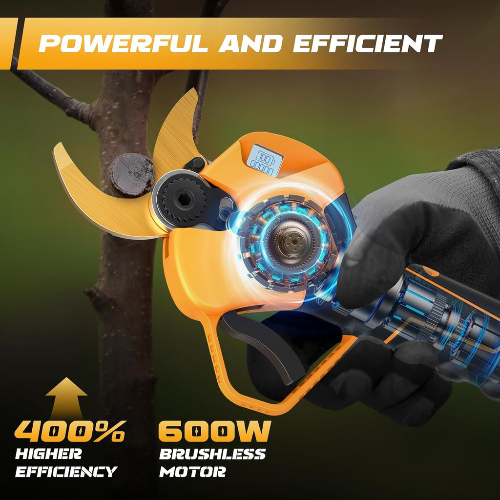 Takuoo 2-in-1 Pole Pruning Shears Cordless, 1.6' Cutting Diameter Electric Pruning Shears with Extension Pole, 21V 2×4.0Ah Battery Powered Pruner, 13.7FT Reach Power Pole Pruner for Tree Trimming