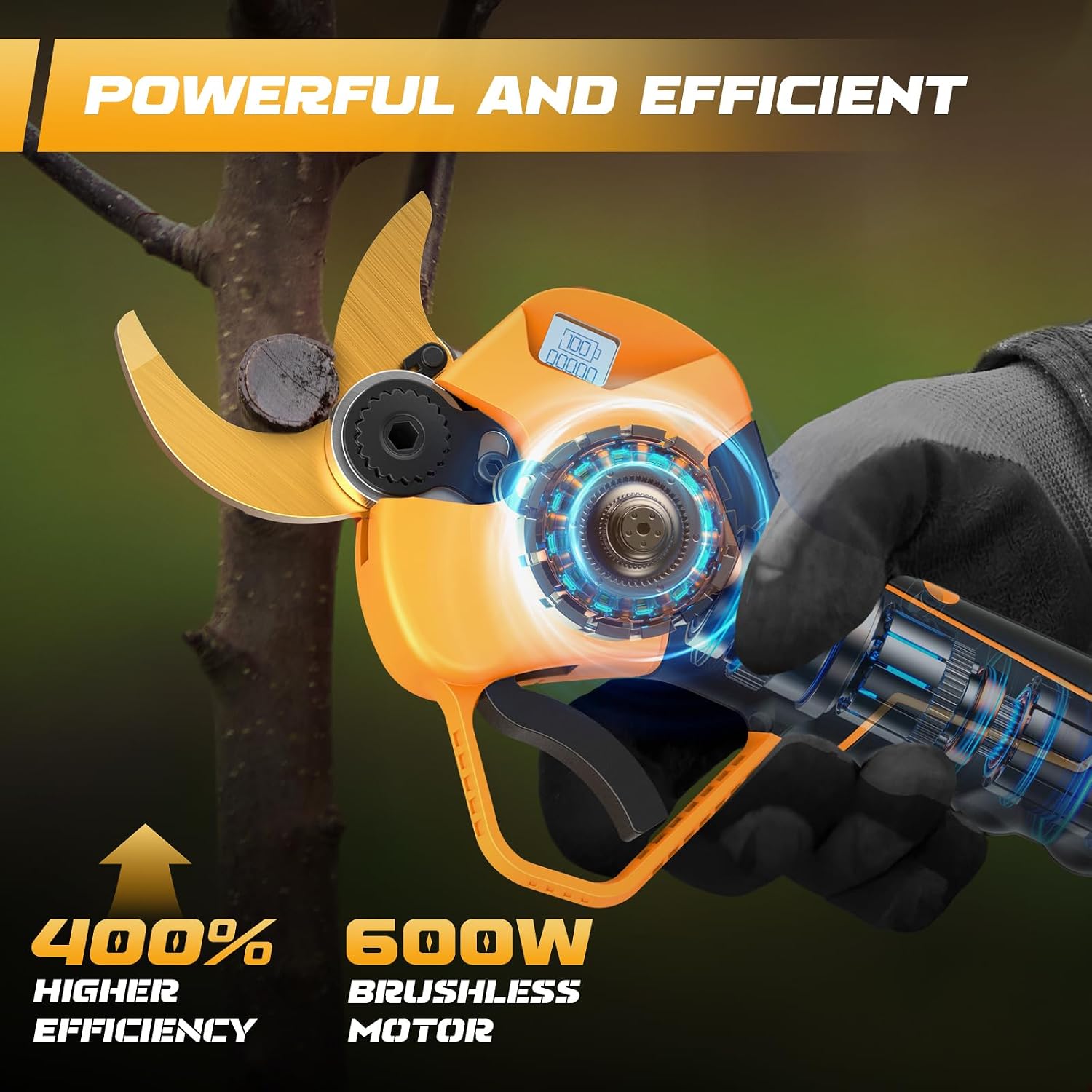 Takuoo 2-in-1 Pole Pruning Shears Cordless, 1.6' Cutting Diameter Electric Pruning Shears with Extension Pole, 21V 2×4.0Ah Battery Powered Pruner, 13.7FT Reach Power Pole Pruner for Tree Trimming