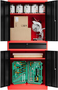 Fesbos 71' Metal Cabinet-Black&Gray Heavy Duty Storage File Cabinet Steel Tool Cabinets with Shelves, Lockable Doors and Drawers- for Garage, Pantry, Warehouse - Assembly Required