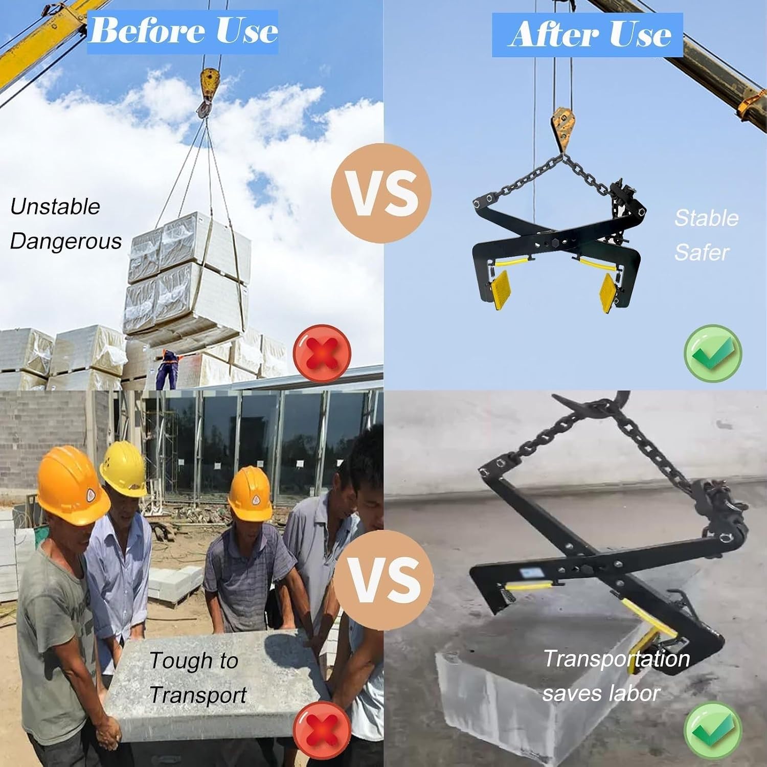 clamps Granite Slab Lifting Clamp Adjustable Range for Carrying and Vertical Transport with Rubber Ch Black vertical(12inch)