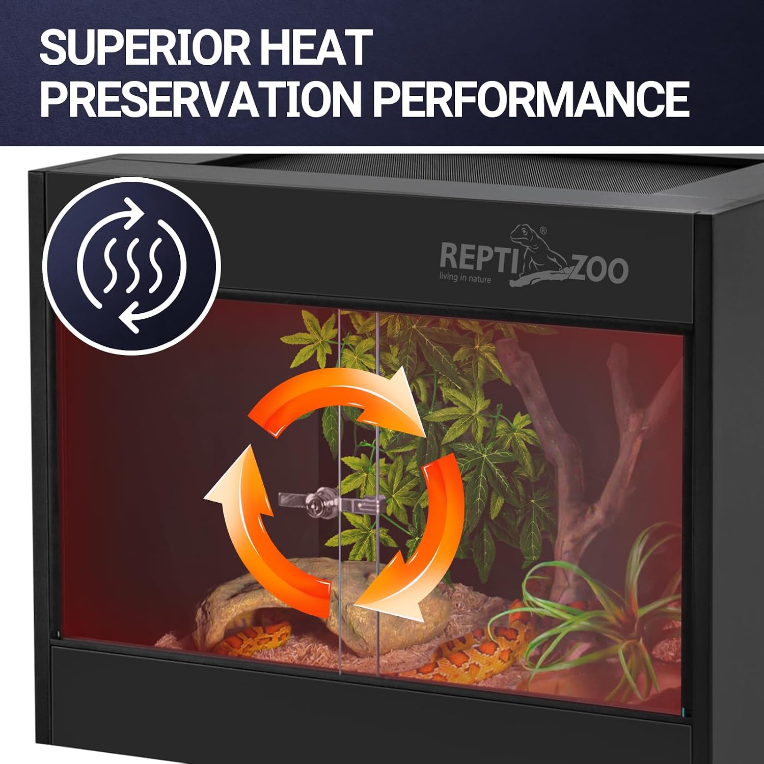 REPTI ZOO 34 Gallon PVC Reptile Terrarium, 24x18x18' Leopard Gecko Tanks with Glass Sliding Door & Top Screen Ventilation, Reptile Enclosure for Bearded Dragon Hermit Crab