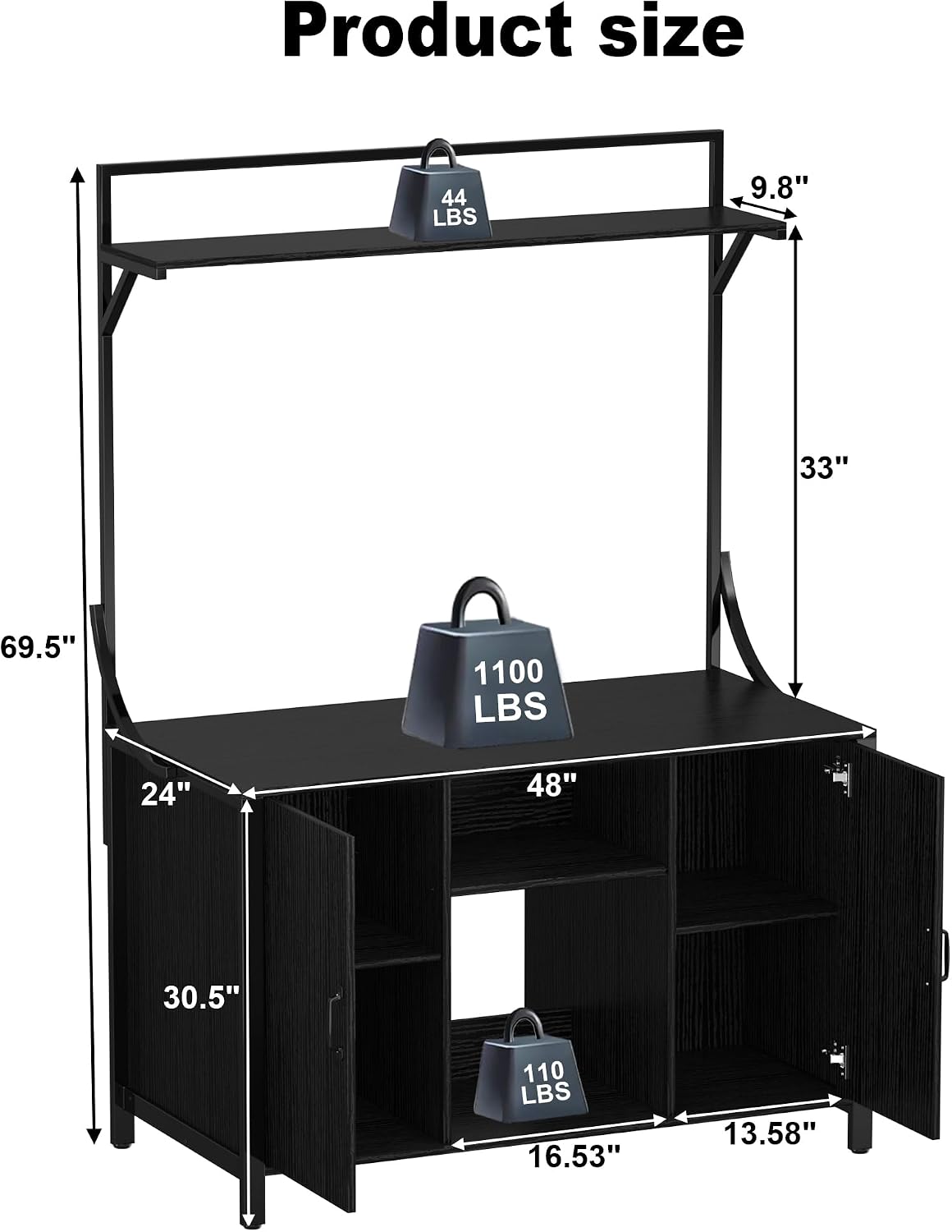 GDLF Reptile Tank Stand Terrarium Stand with Cabinet for Accessories Storage 48' X 24' Tabletop Fits up to 120 Gallon Bearded Dragon, Reptile Terrarium,Turtle Tank