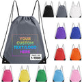 Custom Drawstring Bags With Logo, 80 PCS Personalized Text Drawstring Backpack Bulk, Easy-to-Carry String Bag Great for Gym, Travelling and for Everyday Use (Gray)