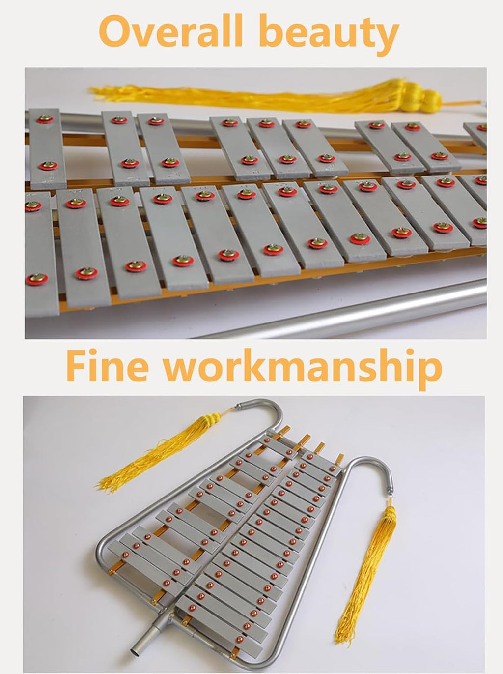 Glockenspiel Instrument, 25/27/29 Tone Aluminum Alloy Percussion Bell Kit with Mallets and Accessories, Beginner Student Percussion Kit for Learning and Practice 27 Sounds