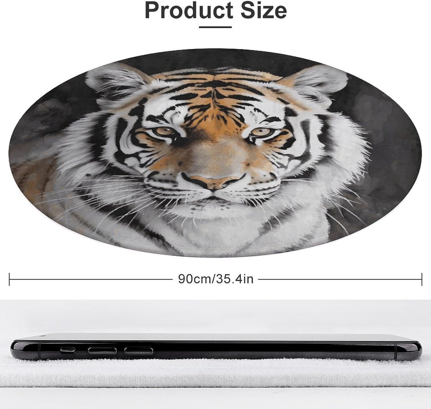 Tiger Coral Velvet Round Floor Mat Non-Slip Bath Rug Floor Covering for Bathroom Vanity Guest Suite & Vacation Home