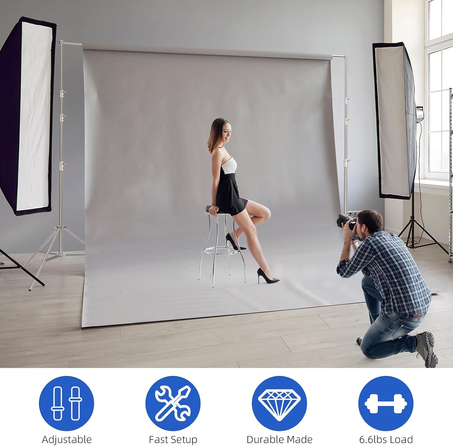 Stainless Steel 4x4 Meter Heavy Duty Backdrop Stand, Adjustable Large Photography Background Support System with Carry Bag for Party, Wedding, Event Decoration, Photo Booth – 13x13 FT