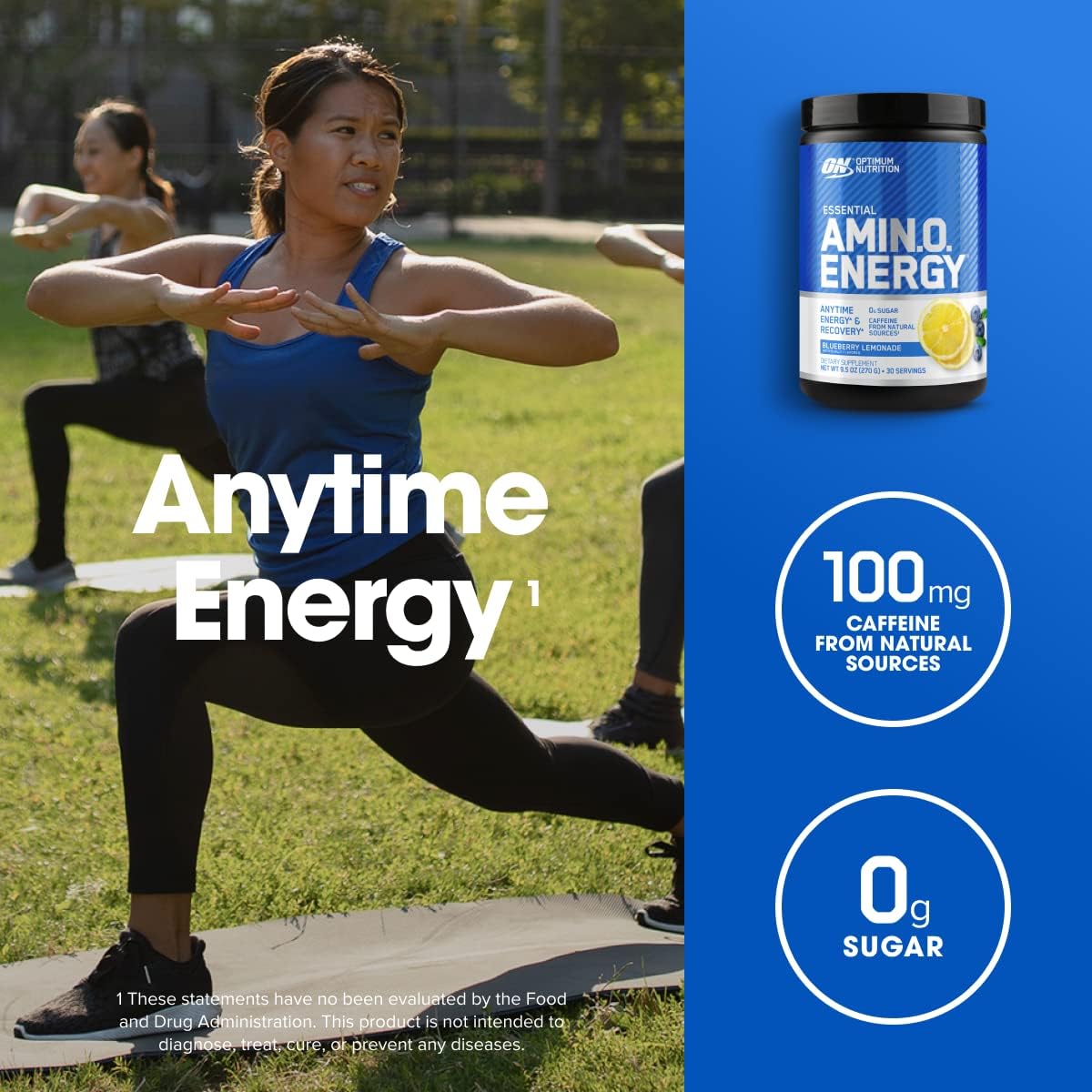 Optimum Nutrition Amino Energy - Pre Workout with Green Tea, BCAA, Amino Acids, Keto Friendly, Green Coffee Extract, Energy Powder - Blueberry Lemonade, 30 Servings (Packaging May Vary) (Pack of 6)