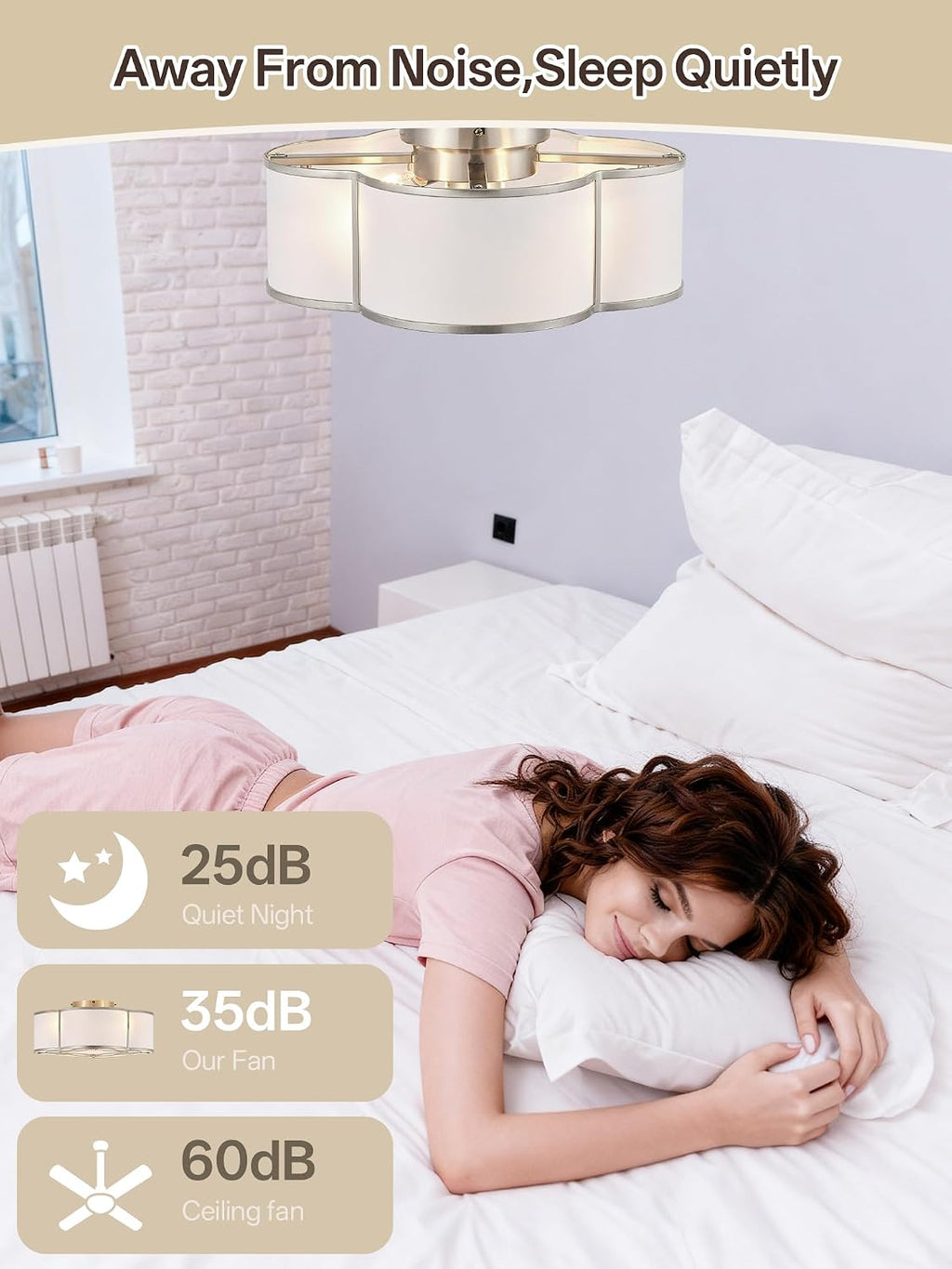 Sliver Caged Boho Ceiling Fan with Lights, 20' Flush Mount Ceiling Fans with Lights Remote Control, Low Profile Bladeless with 6 Speeds for Bedroom, Nursery, Kitchen
