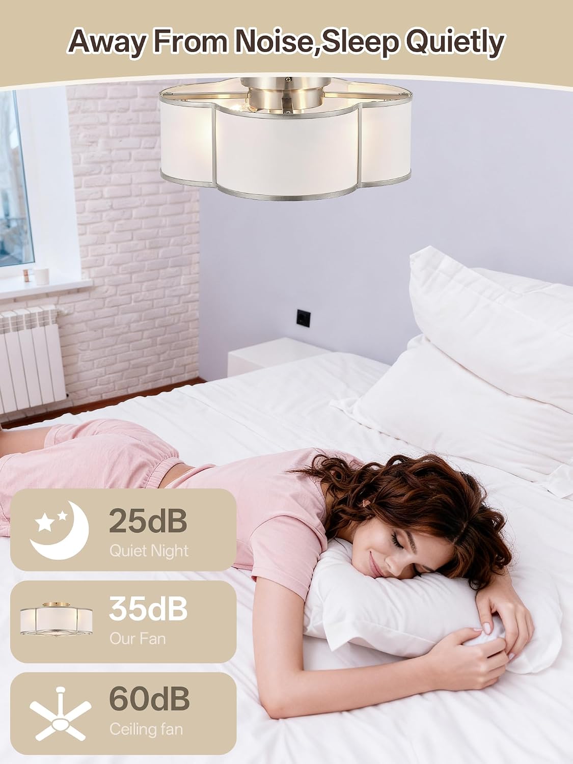 Sliver Caged Boho Ceiling Fan with Lights, 20' Flush Mount Ceiling Fans with Lights Remote Control, Low Profile Bladeless with 6 Speeds for Bedroom, Nursery, Kitchen