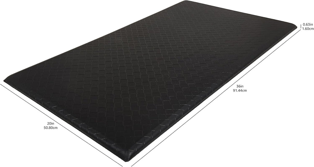Amazon Basics Anti-Fatigue Standing Mat, Non-Slip, Cushioned, Stain Resistant Comfort Mat for Home, Office and Standing Desk, 20' x 36' x 0.6', Geometric, Black, 5-Pack