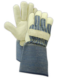 MAGID DuraMaster TG525E Leather Glove, Gauntlet Cuff, Medium (12 Pair)
