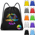 Grneric Custom Drawstring Bags Bulk 10/20/50/100/200 Pack, Promotional Items With Your Logo Personalized String Backpack for Gym, Sport, Travel, Black