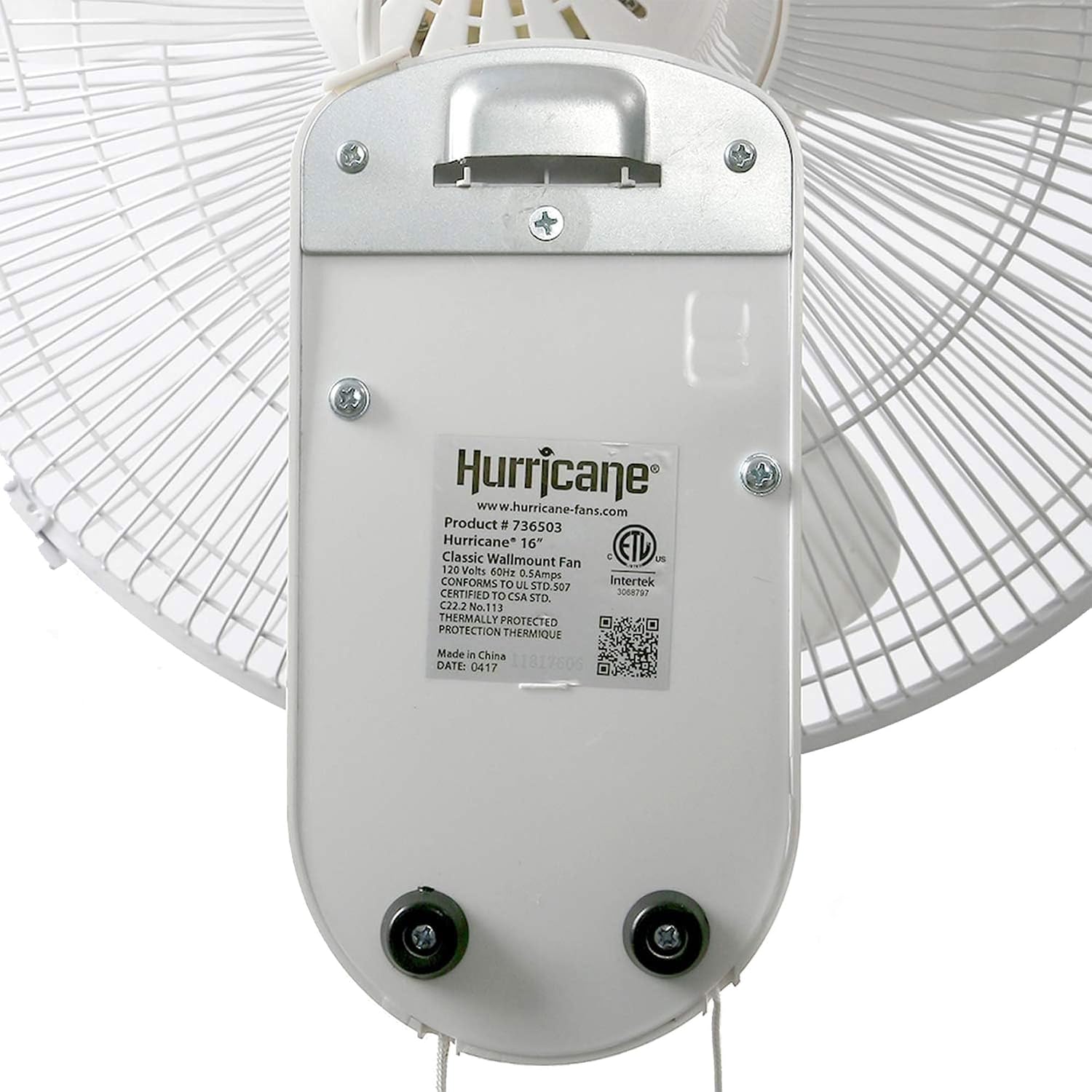 Hurricane Classic 4 Pack Oscillating Wall Mount Fan w/ 3 Quite Speeds, White, 16' - Corded Electric Air Cooling Unit w/Pull Cord Controls for Home, Grow Tents, Offices, Sheds, Studios, Garages, Dorms