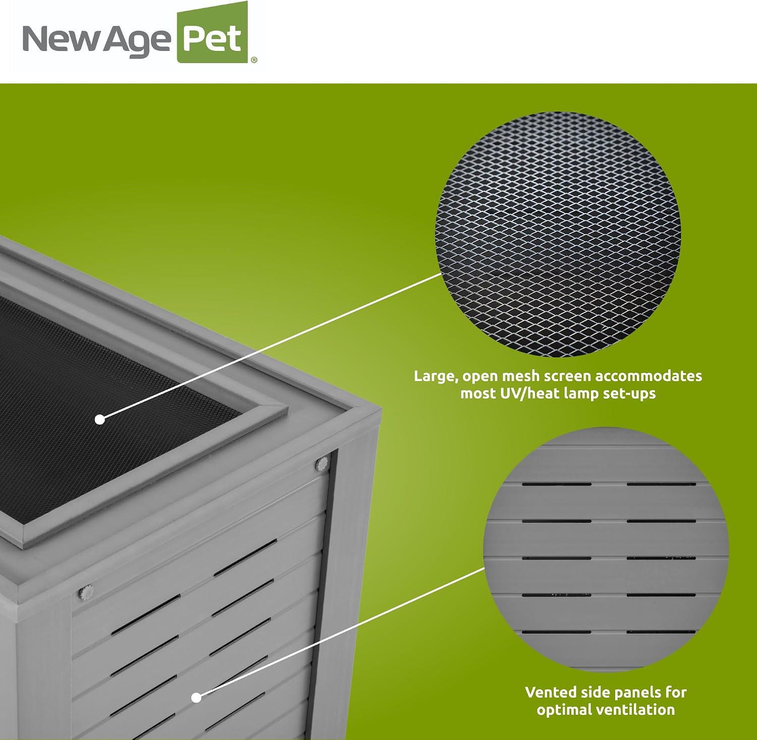 New Age Pet® Madagascar Vertical Reptile Lounge Habitat, (30' L x 24' W x 36' H) Arboreal Chameleon Cage Made with ECOFLEX®, Non-Toxic & Eco-Friendly Materials, Quick & Easy Assembly