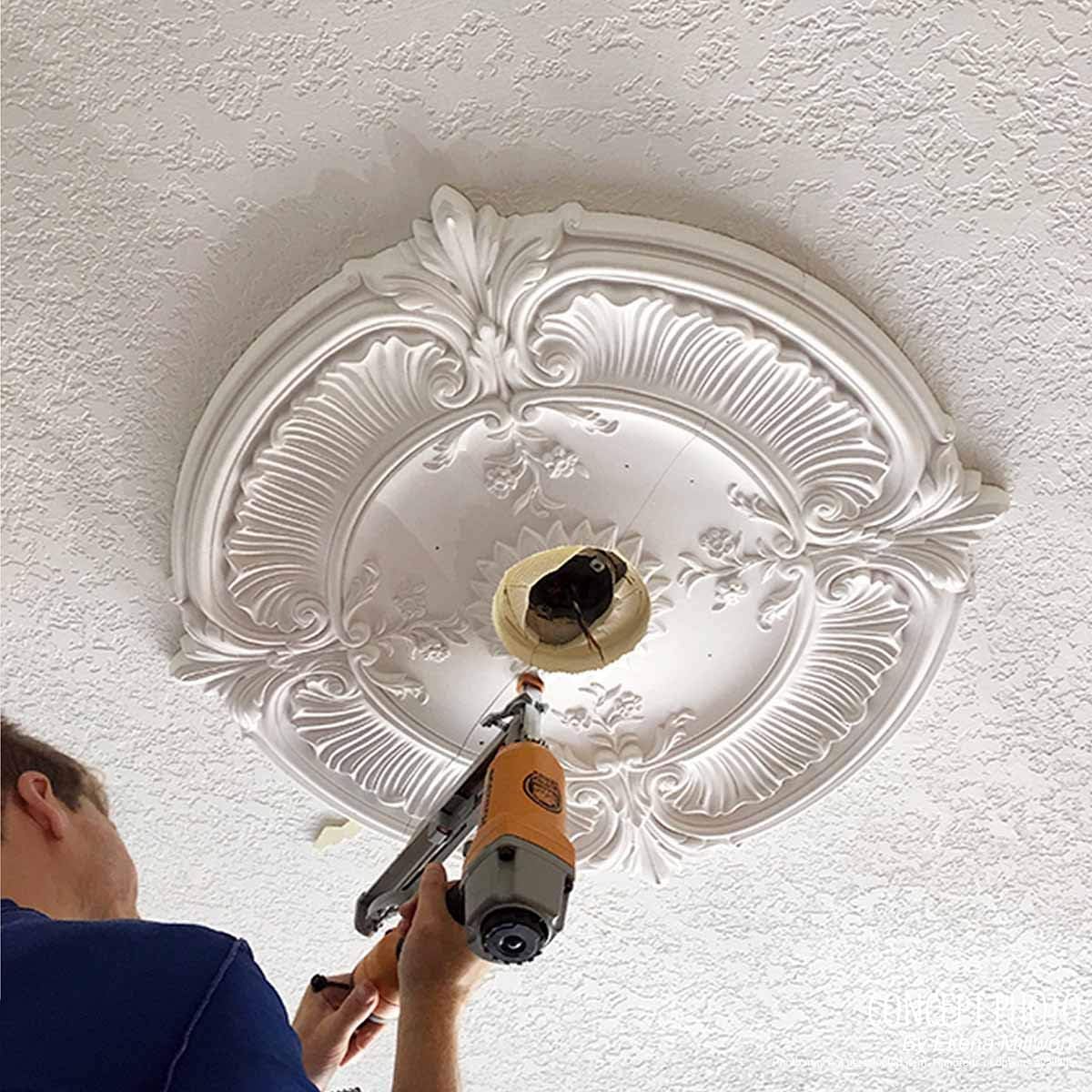 Ekena Millwork CM12CLSLS 12 3/8'OD X 4'ID X 1 1/8'P Classic Ceiling Medallion Fits Canopies Up to 7 1/4', Silver