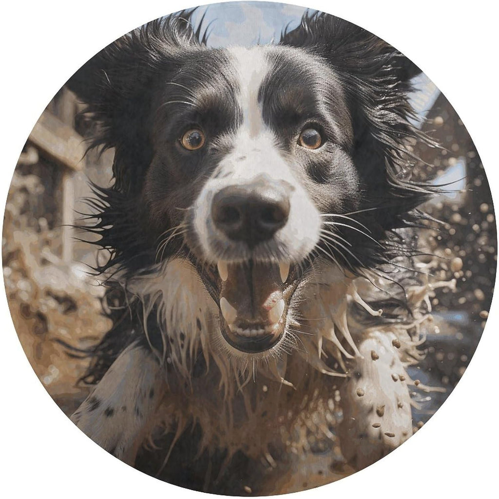 Pastor Border Collie Coral Velvet Round Floor Mat Non-Slip Bath Rug Floor Covering for Bathroom Vanity Guest Suite & Vacation Home
