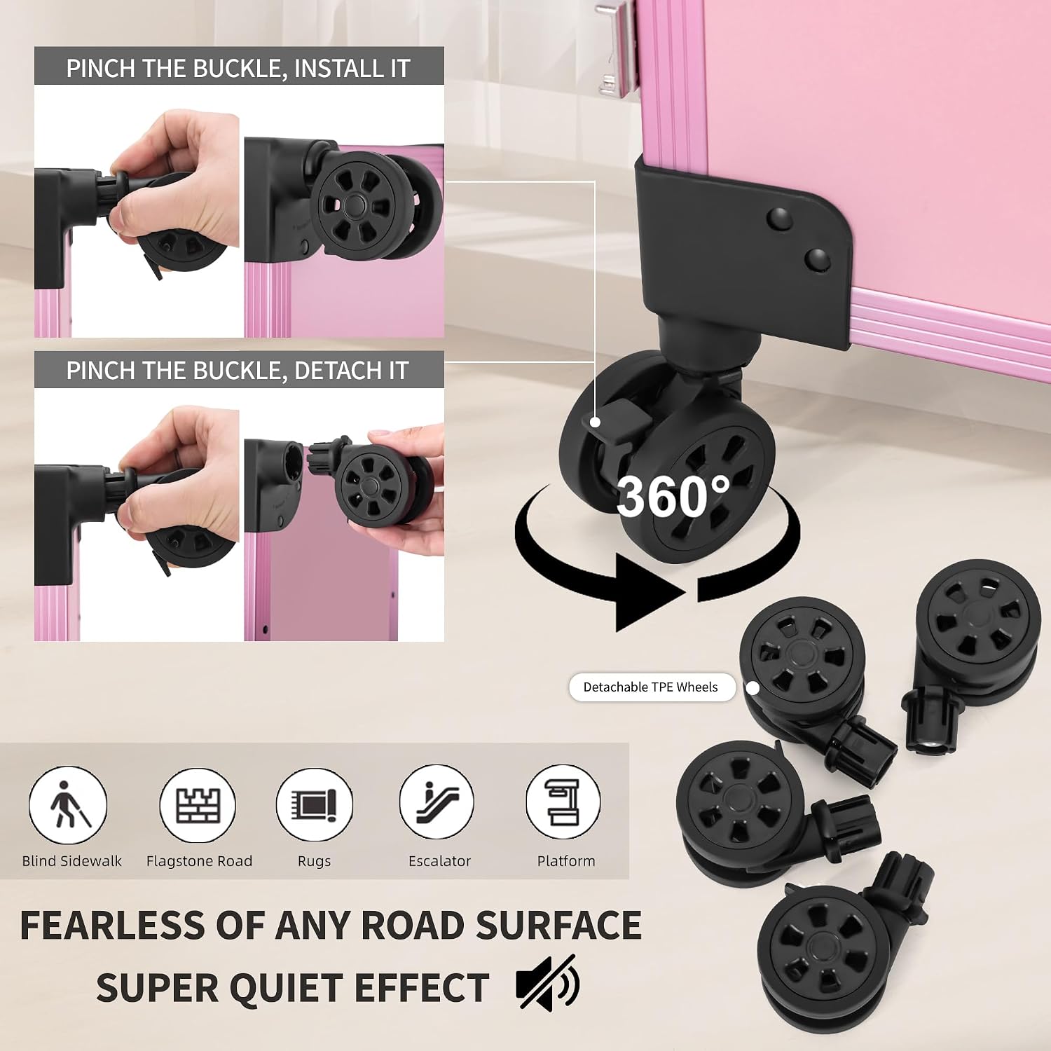 Portable Manicure Table 3 Drawers, Rolling Lockable Makeup Train Case with Blueteeth Speaker and Nail Polish Organizer, Foldable Nail Desk with Mirror & TSA Lock for Nail Tech and Salon Use