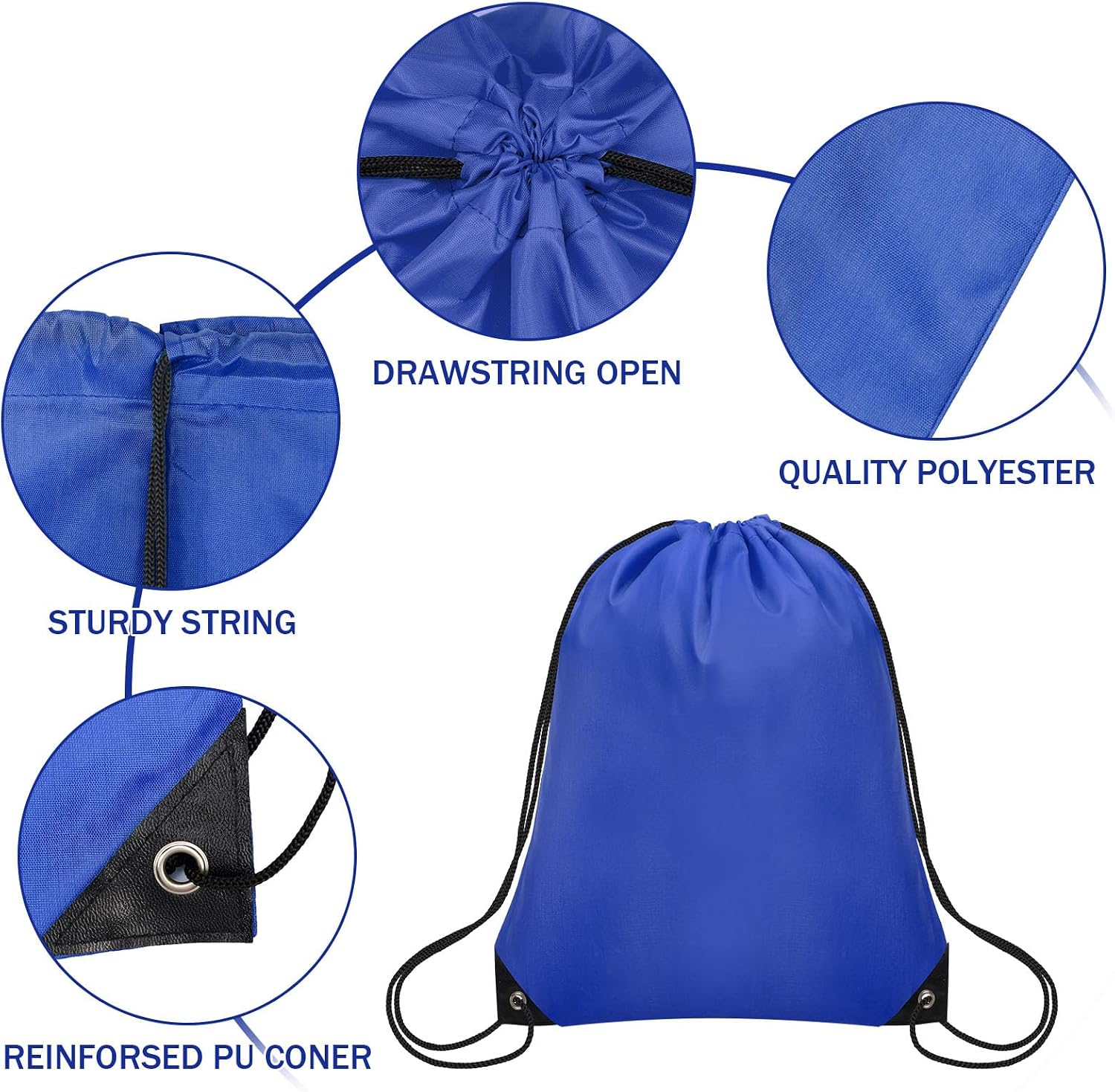 Grneric 200Pcs Drawstring Backpack Bulk Cinch Sackpack Drawstring Bags Nylon for Gym Party Trip(Navy Blue)
