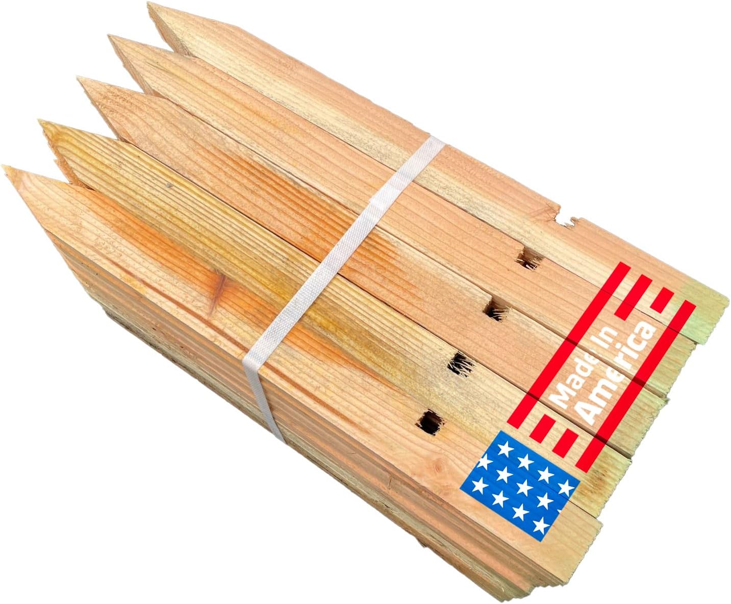 Sandbaggy 24' Erosion Control Wood Stakes with Notch - 100% Biodegradable - Chisel Point, Douglas Fir Wood - Made in The USA (50)