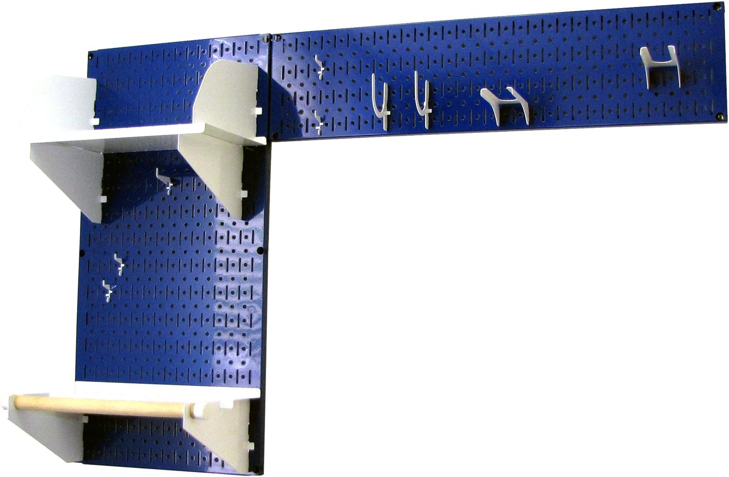Wall Control Pegboard Garden Supplies Storage and Organization Garden Tool Organizer Kit with Blue Pegboard and White Accessories