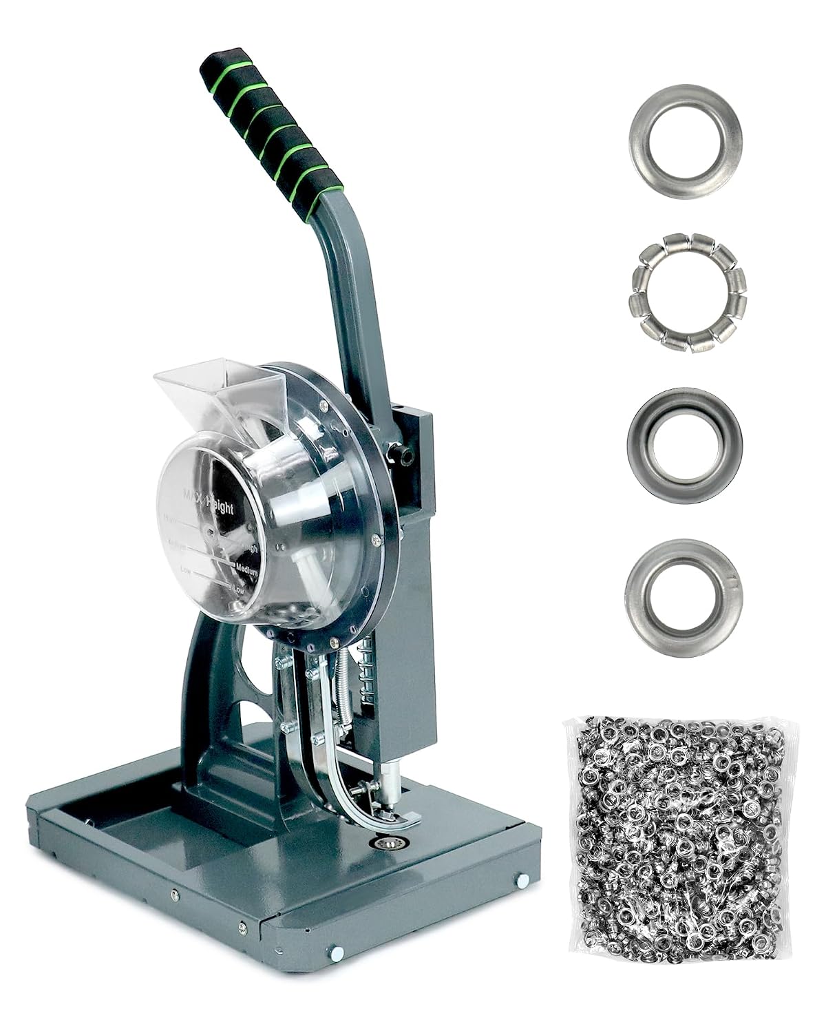 QWORK Semi-Automatic Grommet Machine, Heavy Duty Hand Press Eyelet Grommet Machine, Puncher Eyelet Feeding Tool, with 5000PCS 3/8'(10MM) Grommet for Banner, Awning, Poster