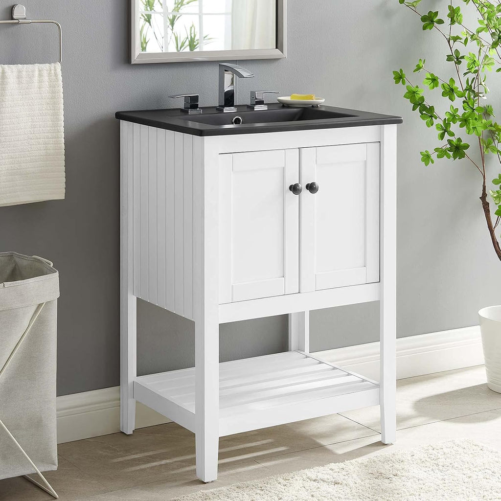 Sink Vanity Cabinet, Wood, White Black, Modern Contemporary, Hotel Bedroom Bathroom Master Suite
