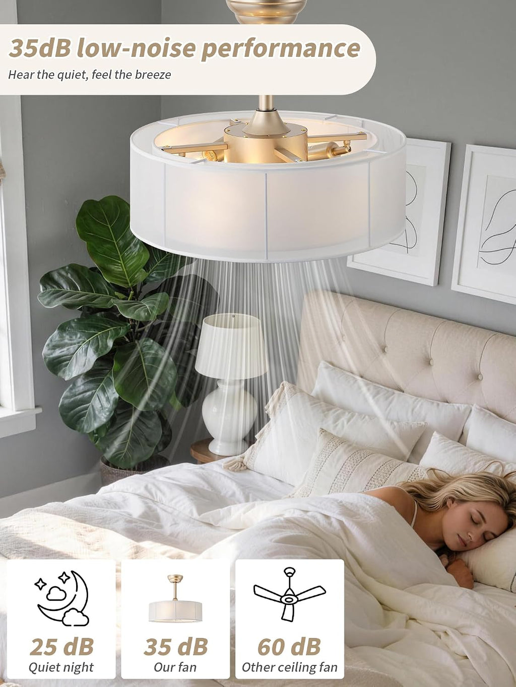 20' Caged Fandelier Ceiling Fans with Lights, Gold Boho Chandelier Ceiling Fan with Light Remote Control with 6 Speeds for Bedroom, Living Room, Nursery