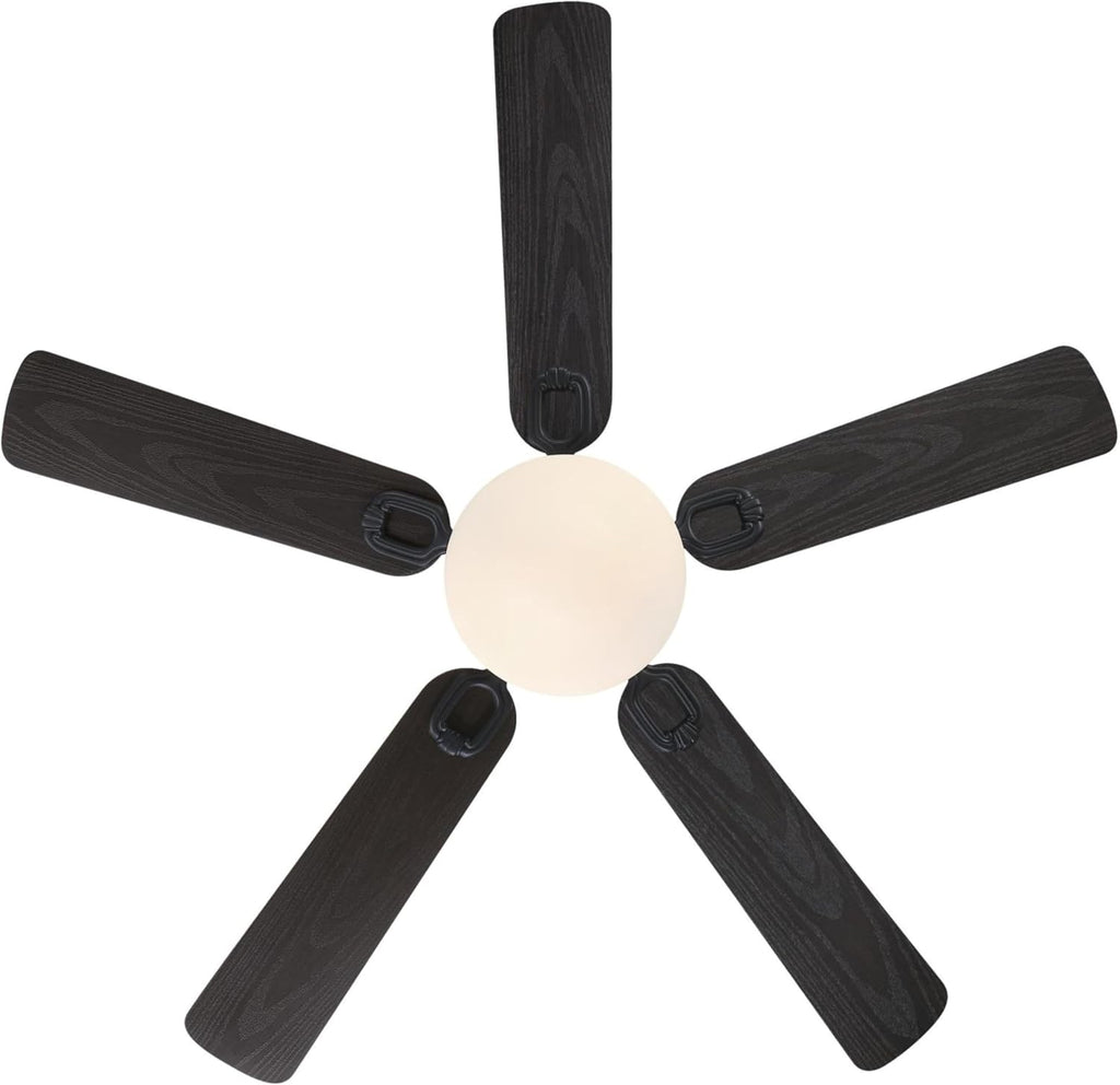 Westinghouse Lighting Deacon Traditional Indoor/Outdoor Ceiling Fan, LED Light Fixture with Opal Frosted Glass, Remote Control, 52 Inch, Matte Black Finish