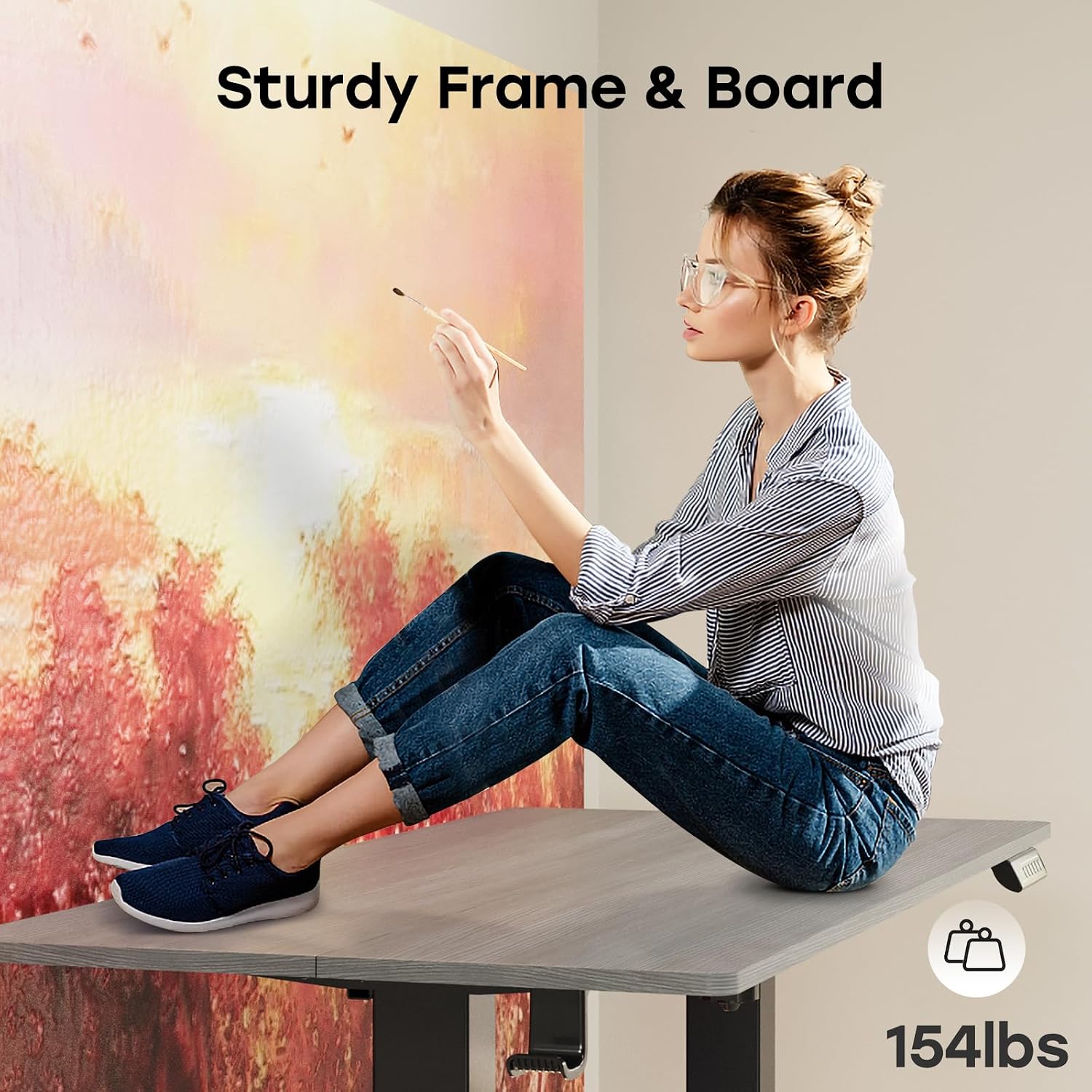 Electric Standing Desk with Desk Extender, 48' Standing Desk with Clamp On Desk Extender Shelf