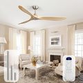 Sofucor 60 Inch Ceiling Fans No Light-Outdoor Ceiling Fan with Remote Control, 3 Blade Reversible DC Motor, Modern Wood Ceiling Fan Without Light for Bedroom Patios,Brushed Nickel&Natural Wood