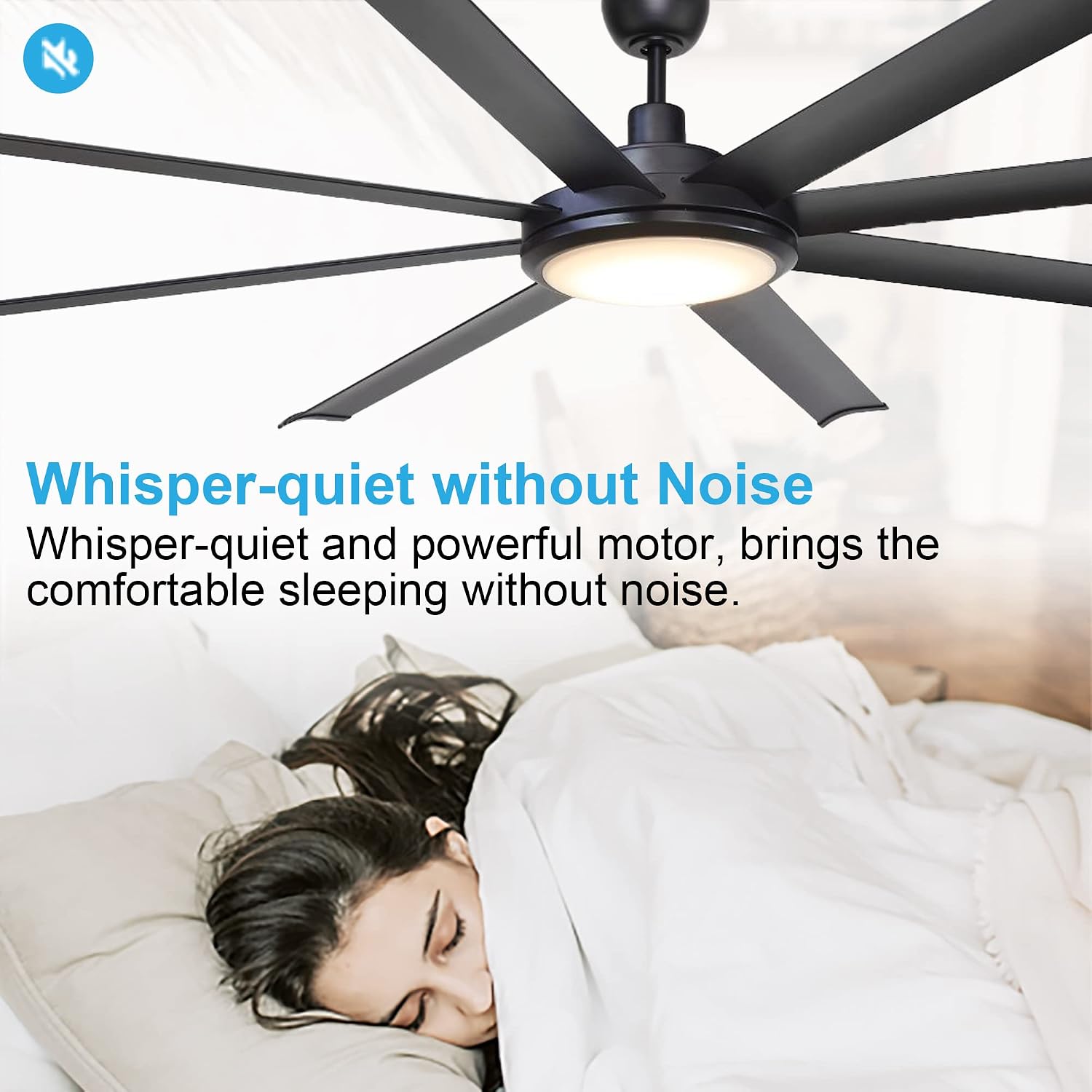 Parrot Uncle Ceiling Fans with Lights and Remote, 75 Inch Black Industrial Ceiling Fan with LED Light for Bedroom Living Room Indoor Outdoor, 6-Speeds Reversible DC Motor, 8 Aluminum Blades, Timer