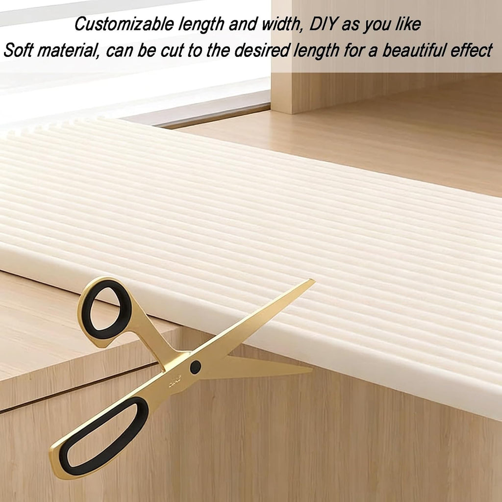 Anti-Collision Wall Cushion Padding, Foam Safety Strips, Corner Edge Protector, Coffee Table Furniture Fireplace Cabinet Stairs Windowsill Safety Guard Bumper Strip(Off-White,W: 20 cm-L: 4M)