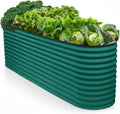 9-in-1 Galvanized Raised Garden Beds Outdoor // 8×2×2.5 ft Modular Planter for Gardening, Vegetables, Flowers // 32' Extra Tall Metal Raised Garden Bed (Dark Green) // Patented Design Planter Box