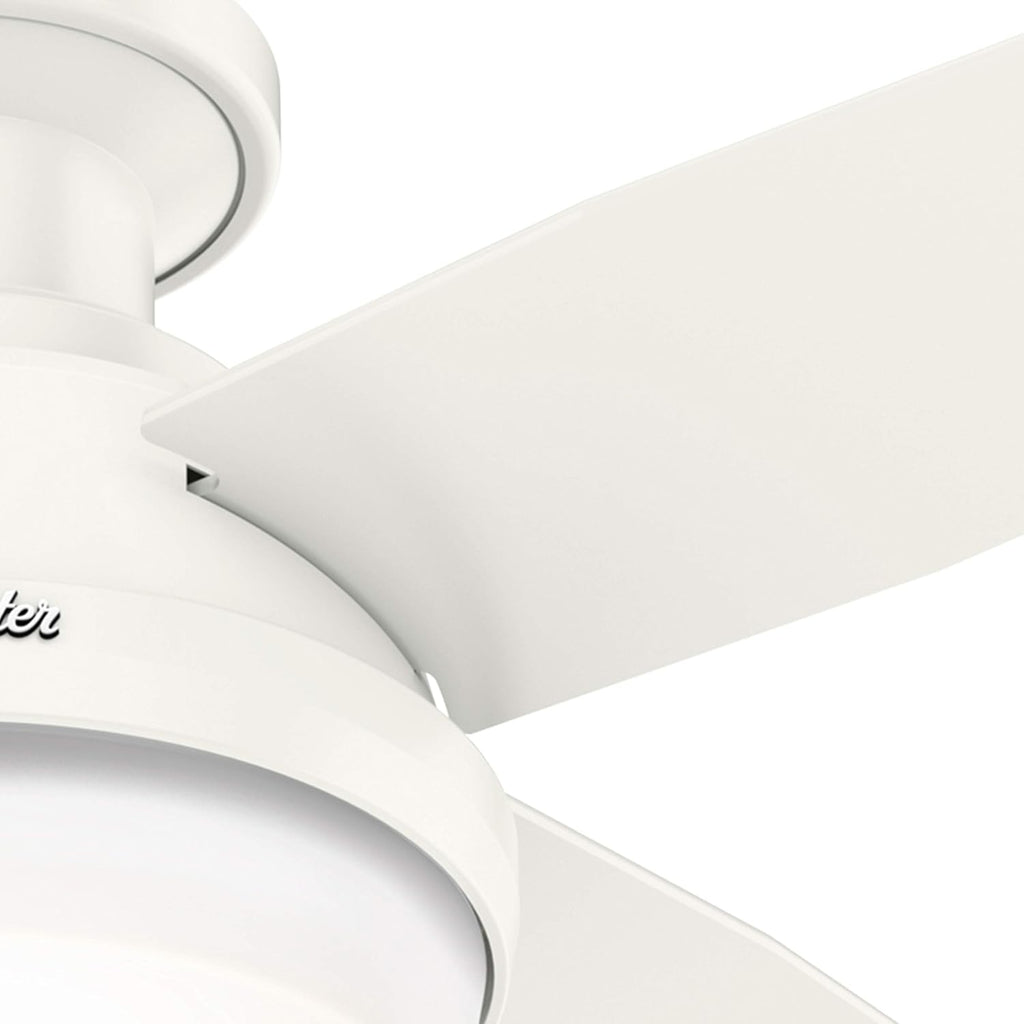 Hunter Fan 44 inch Low Profile Fresh White Indoor/Outdoor Ceiling Fan with Light Kit and Remote Control (Renewed)