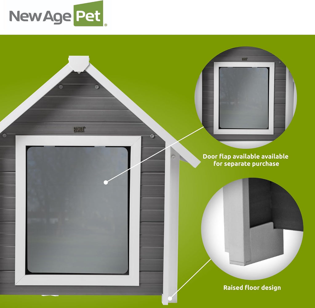 New Age Pet ECOFLEX Bunk Style Dog House, XL, Weather Resistant, Easy Clean, Elevated Floor in Grey