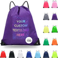 JEOHLORY pack of 100 Custom Bags With Your Logo,customized backpack,promotional items,Drawstring Backpacks,Great for Everyday Use (Custom Purple)