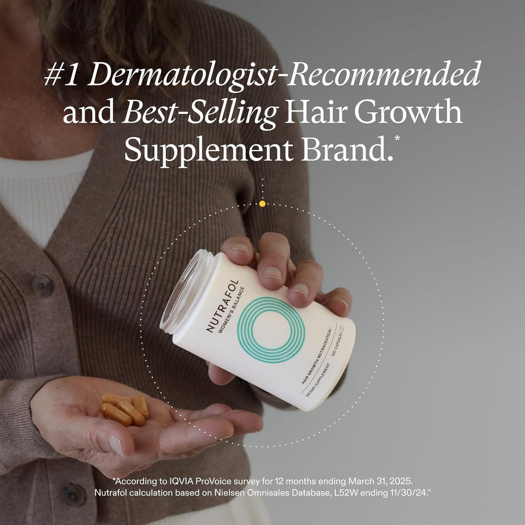 Nutrafol Women's Balance Hair Growth Supplements, Dermatologist Recommended, Ages 45 and Up, Clinically Proven for Visibly Thicker Hair and Scalp Coverage - 2 Month Supply, Pack of 2
