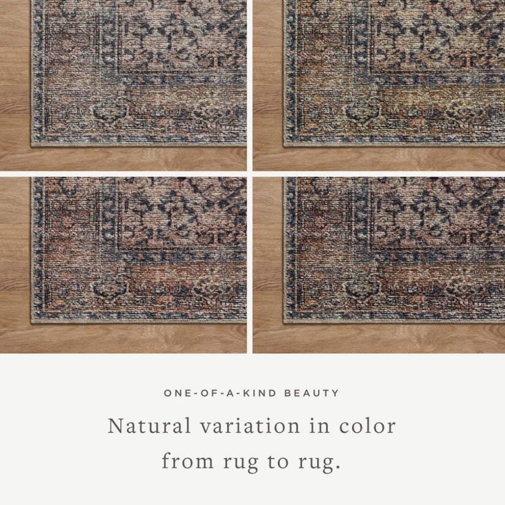 Loloi Amber Lewis Billie Collection, Ink & Salmon 5'-0' x 7'-6' Area Rug – Antique & Distressed Accent Rugs for Living Room, Bedroom, Entryway & Hallway, No Shed High Traffic Area Home Decor Rug