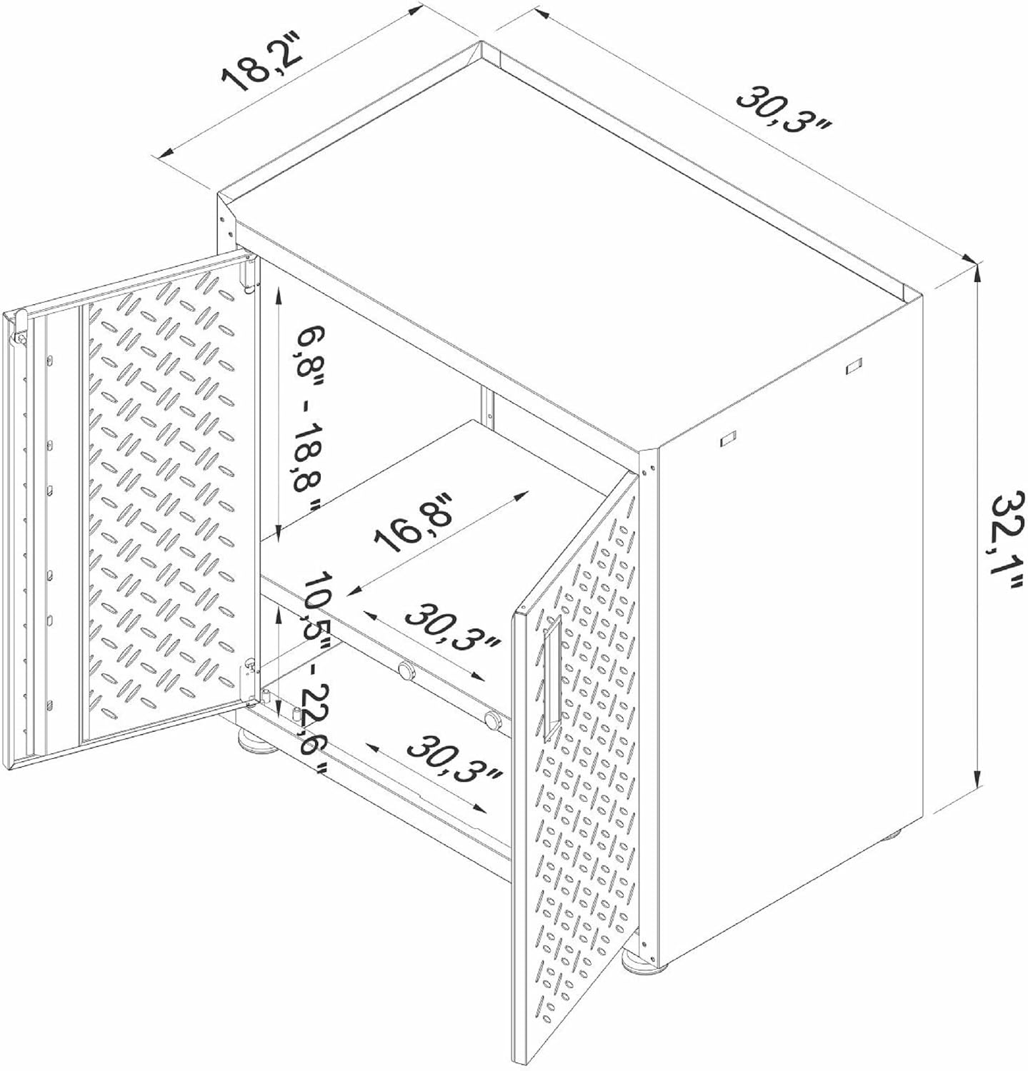 Manhattan Comfort Fortress Collection Modern Designed Mobile Storage Garage Cabinet Great For Tools and Supplies, Stainless Steel