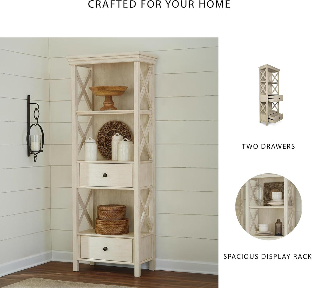 Signature Design by Ashley Bolanburg Cottage Chic Display Cabinet or Bookcase, Antique White