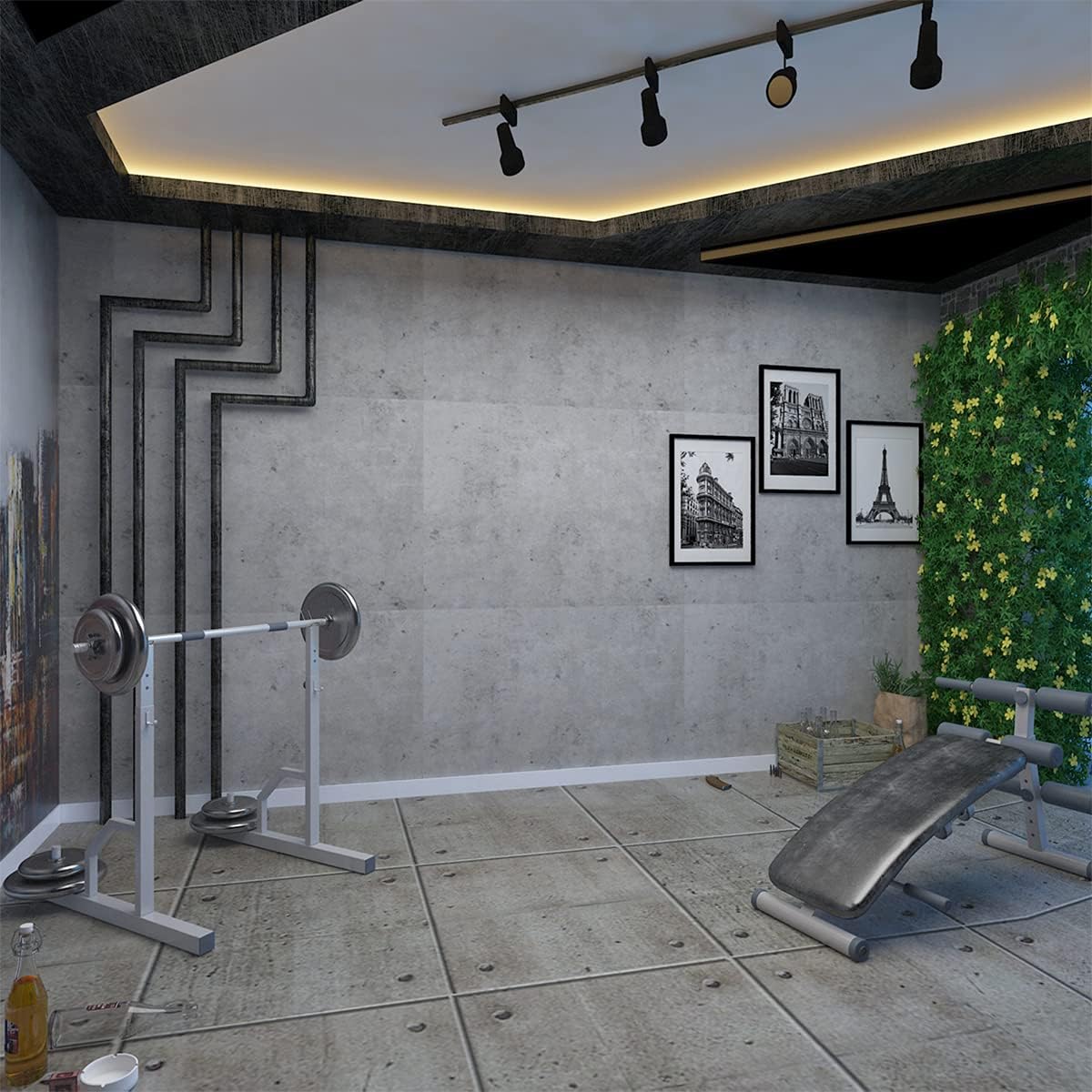 Light Grey Big Rool Limestone Wallpaper Peel and Stick Adhesive Waterproof Faux 3D Concrete Contact Paper Vinyl Wrap Industrial Textured Tile Sticker for Garage Office Gym 24'x1969'