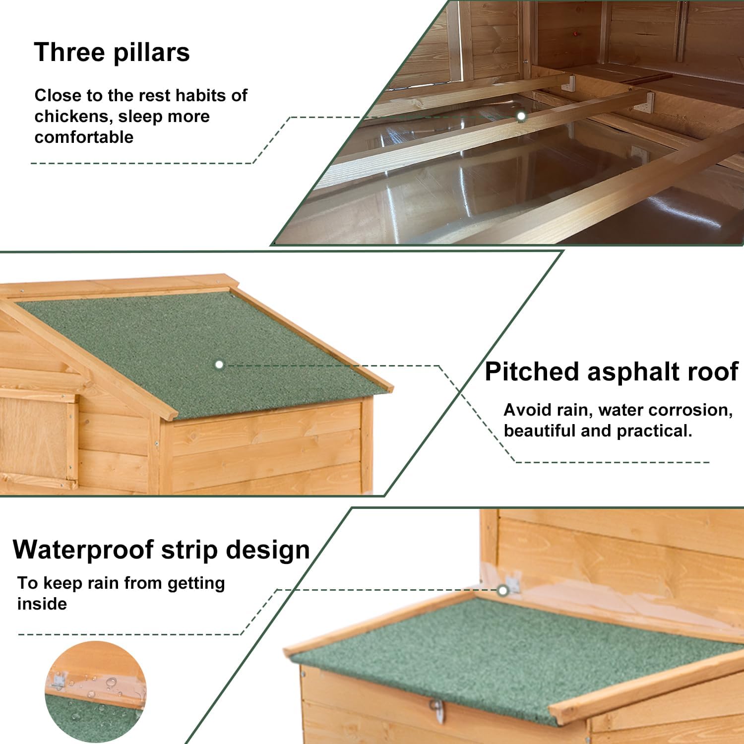 Mobile Chicken Coop with Wheels, Large Hen House with Nesting Boxes,Portable Chicken House for 4-6 Chicken,Wooden Poultry Cage,Waterproof Rabbit Cage,Duck Coop