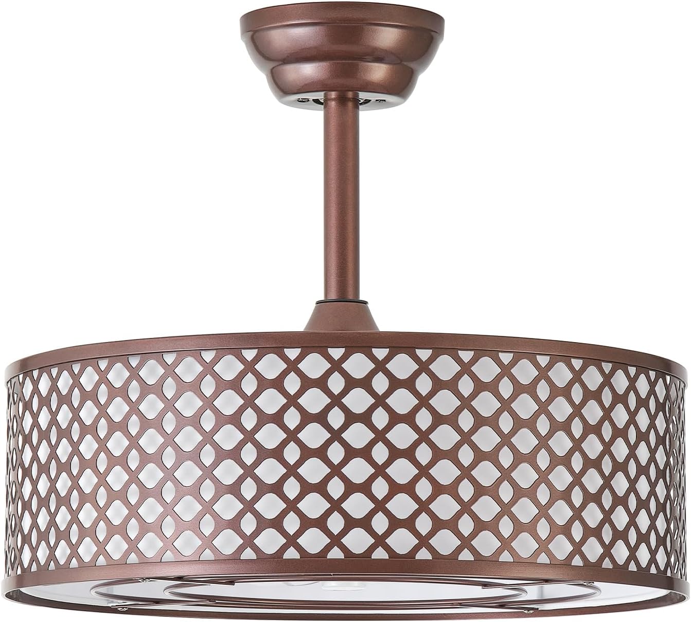 Brown Fandelier Ceiling Fan with Light, 20' Caged Boho Ceiling Fans with Lights and Remote, Mid Century with 6 Speeds for Bedroom, Living Room, Nursery