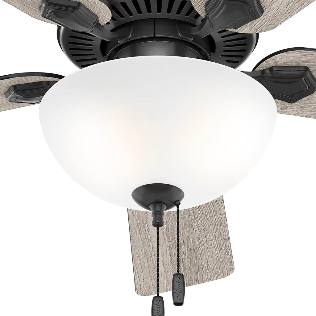 Hunter Fan 52 Inch Casual Matte Black Finish Indoor Ceiling Fan with LED Light Kit and Pull Chain (Renewed)