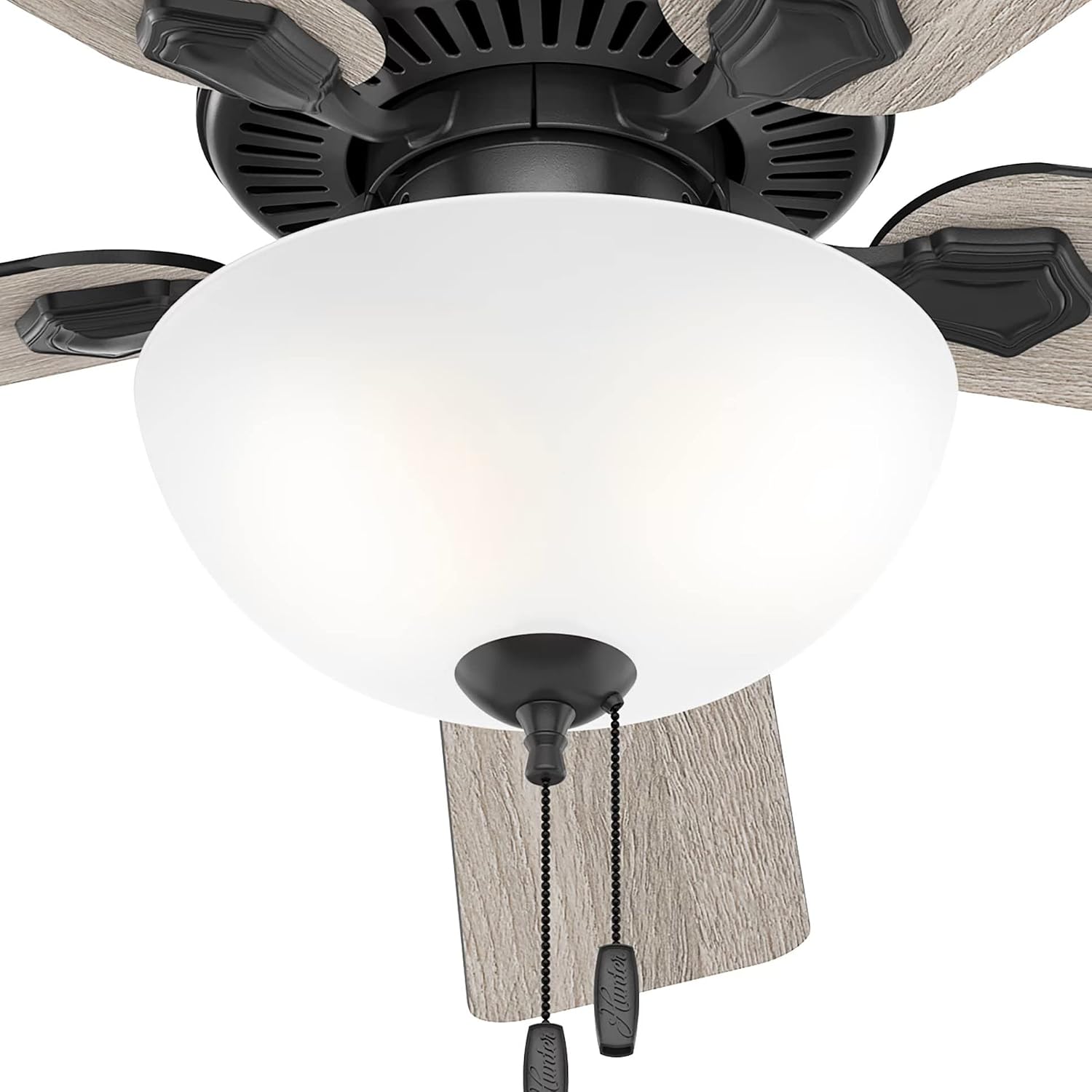 Hunter Fan 52 Inch Casual Matte Black Finish Indoor Ceiling Fan with LED Light Kit and Pull Chain (Renewed)