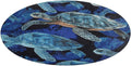 Blue Sea Turtle in Ocean Coral Velvet Round Floor Mat Non-Slip Bath Rug Floor Covering for Bathroom Vanity Guest Suite & Vacation Home