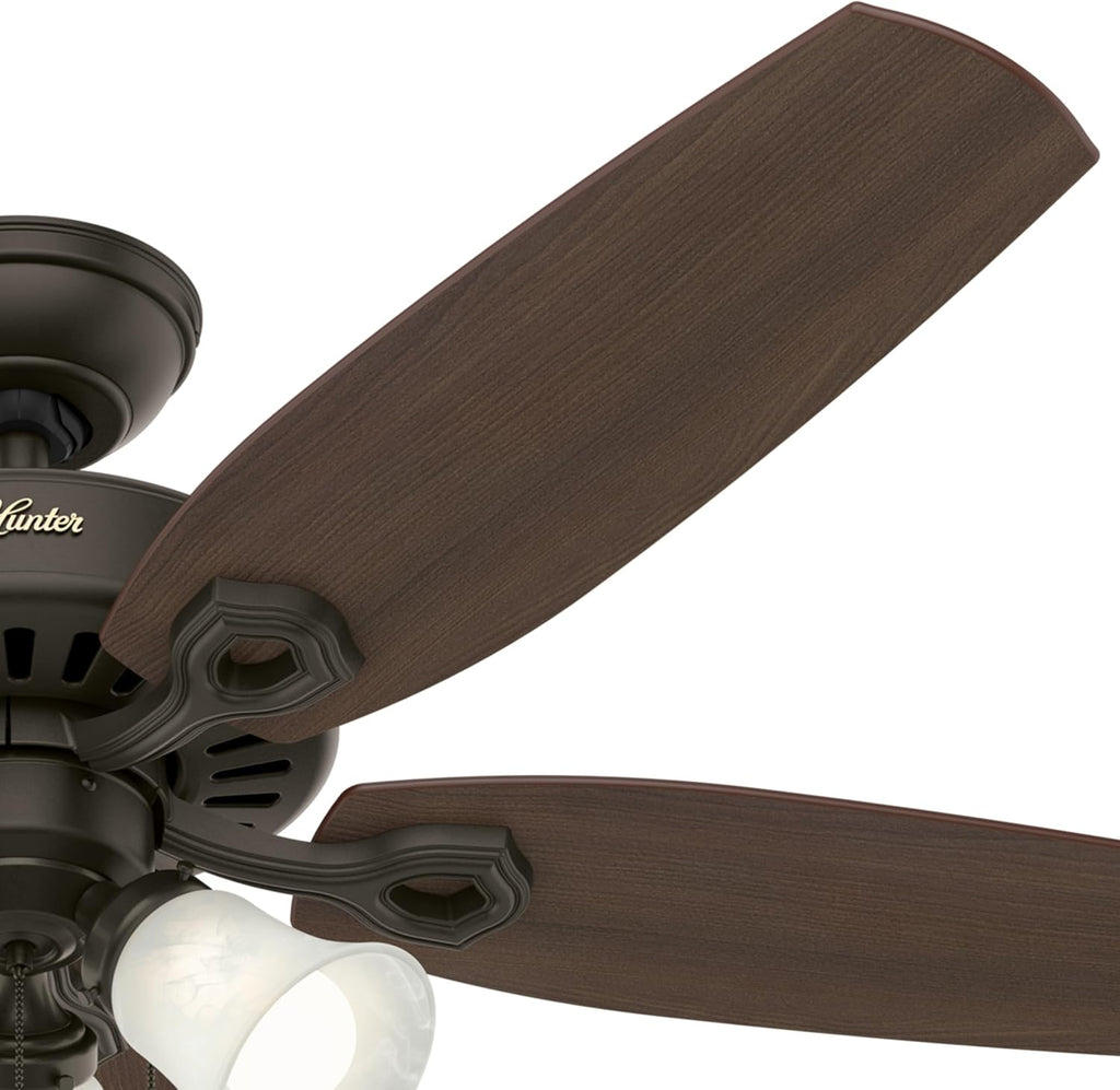 Hunter Fan 52 inch New Bronze Ceiling Fan - Three-Light Fitter with Swirled Marble Glass (Renewed) (New Bronze)